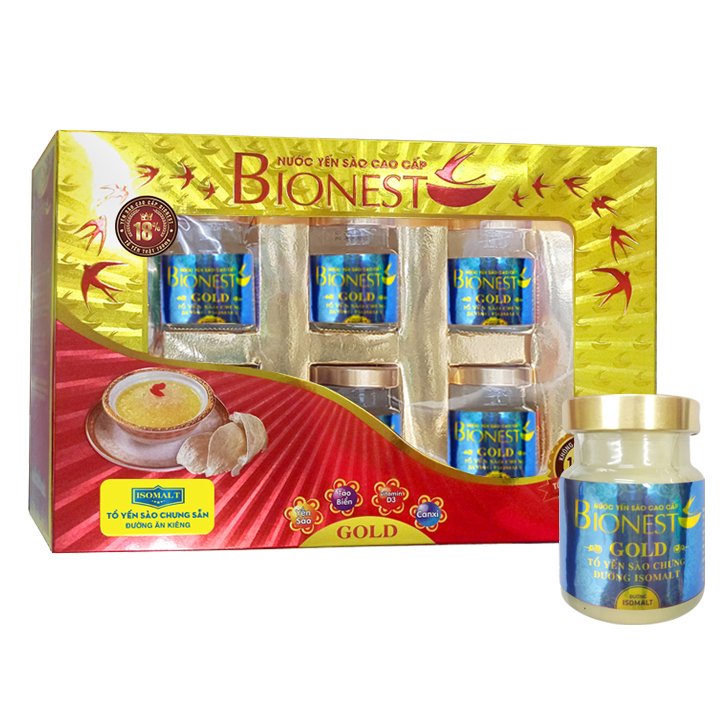 Hộp Yến sào Bionest Gold Isomalt cao cấp (dành cho người tiểu đường) - hộp quà 6 lọ