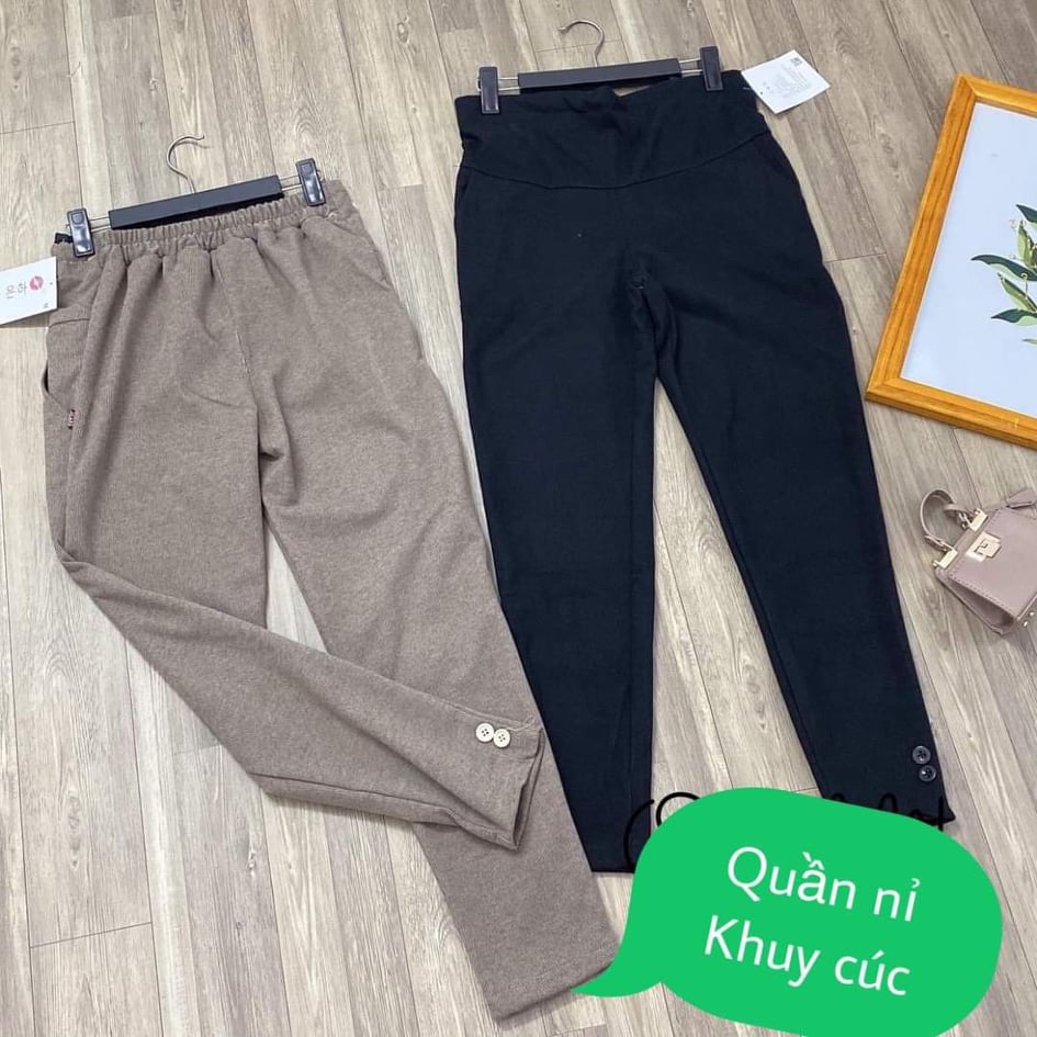 Quần bầu nhung tăm khuy chân, quần bầu công sở