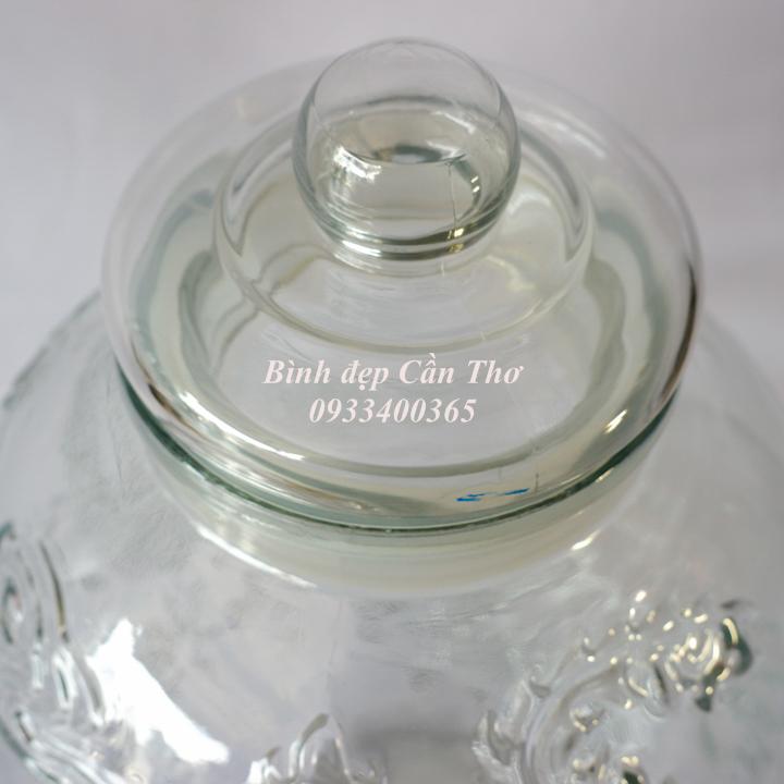 Bình thuỷ tinh ngâm rượu 10 lít không vòi hoạ tiết long phụng