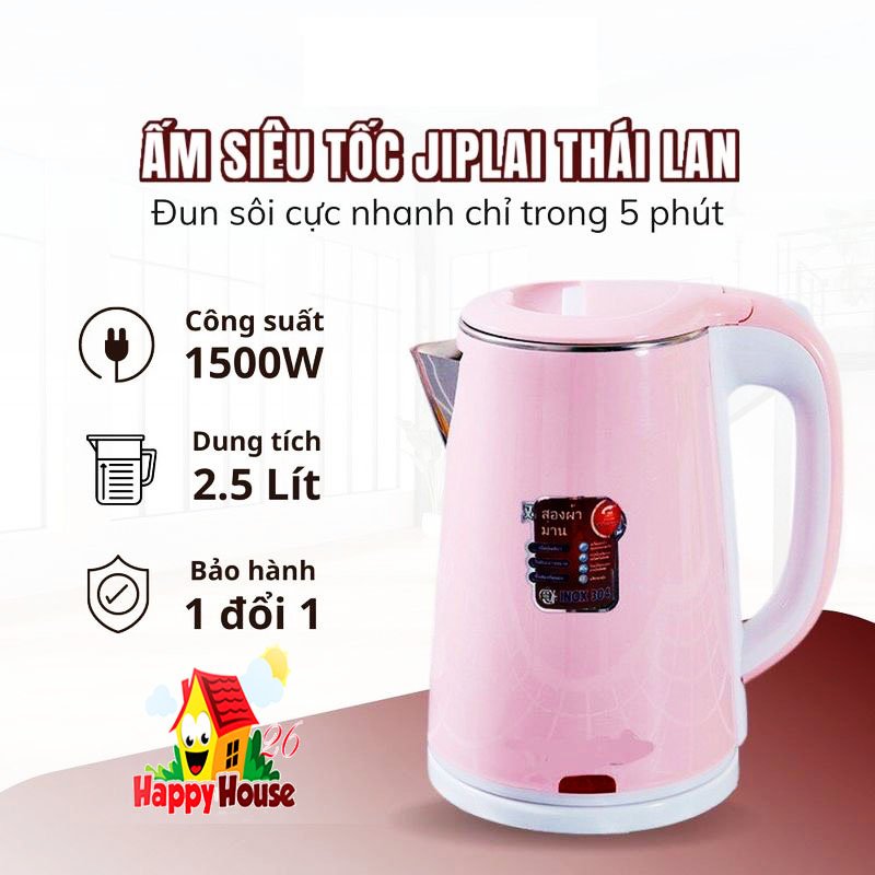BÌNH ĐUN NƯỚC SIÊU TỐC THÁI LAN 2.5L INOX 304 DÀY KHÔNG GỈ SÉT - ẤM SIÊU TỐC CHỐNG GIẬT TỰ NGẮT 2 LỚP CÁCH NHIỆT CÔNG SUẤT HOẠT ĐỘNG LỚN