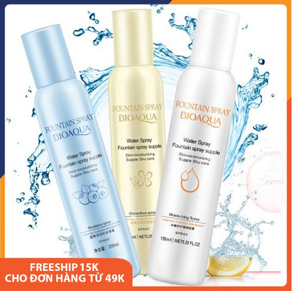 Chai xịt khoáng dưỡng ẩm cho da mặt BIOAQUA dịu nhẹ, giữ lớp trang điểm, kiềm dầu, cấp ẩm, thơm, dưỡng trắng da, giữ ẩm, da mềm mịn trắng sáng tự nhiên, có thể dùng toàn thân, xịt khoáng chuẩn giá rẻ 150ml Melystore SPU167