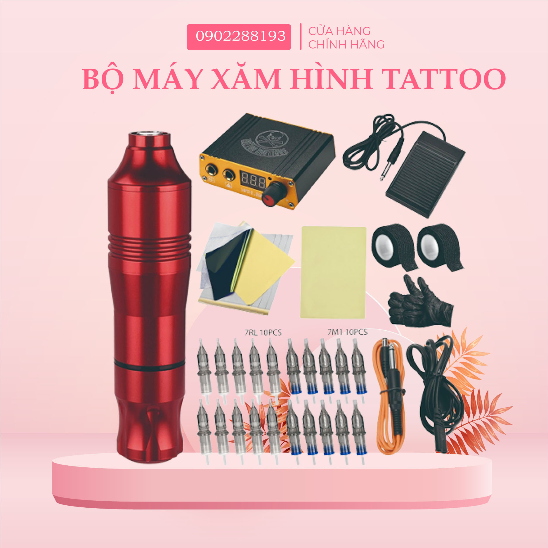 Combo Bộ Máy Pen Tattoo Thẩm mỹ đầy đủ như hình ảnh.