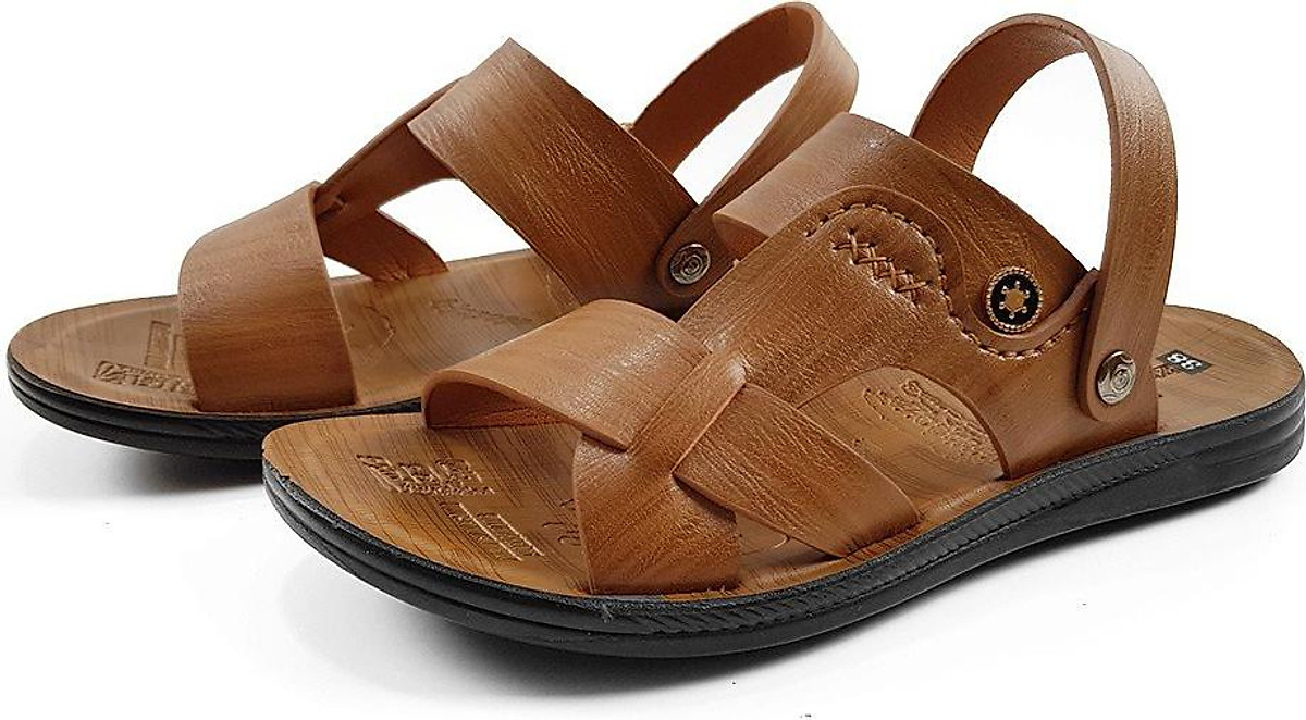 Dép quai hậu nam giày sandal nam da bò thật de8416