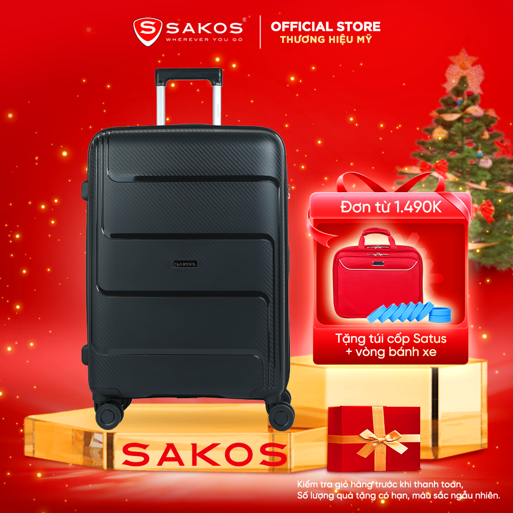  Vali du lịch nhựa cao cấp SAKOS ENDURA size Ký gửi - Chất liệu nhựa PP chống va đập Thiết kế gọn nhẹ Khóa TSA bảo mật cao. 