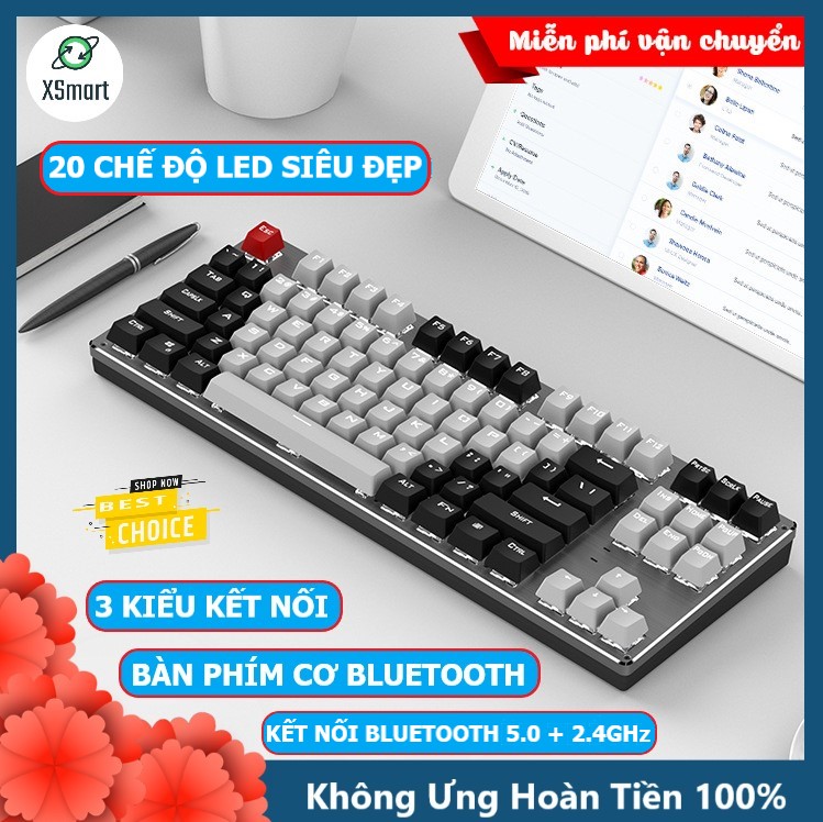 Bàn phím CƠ Bluetooth Không Dây Pin Sạc K950 LED đẹp phím blue switch cho máy tính pc laptop điện thoại máy tính bảng keyboard sáng led rgb đẹp nhiều chế độ khác nhau pin cực trâu
