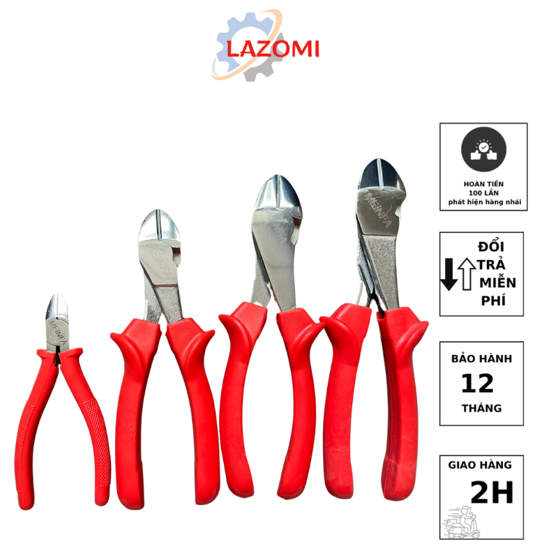 Kìm cắt Meinfa VNXK mạ không gỉ - kìm cắt dây điện, dây thép, cáp viễn thông bảo hành 12 tháng - LAZOMI tools