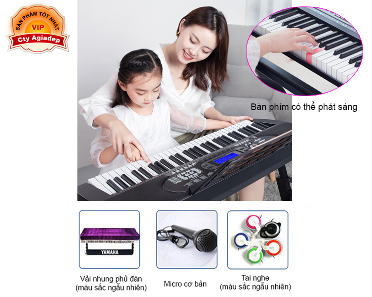 Đàn organ điện tử 61 Phím phát sáng - Bán chuyên cho người học nhạc - Nhãn tiếng Trung cực đỉnh - Model 299