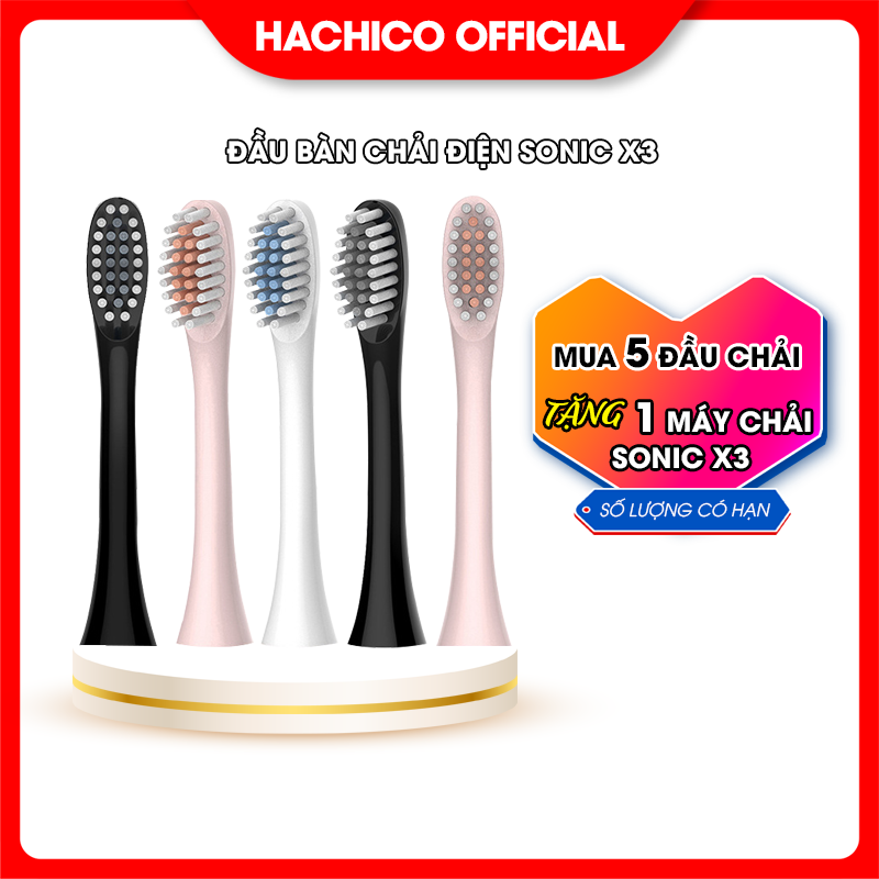 Combo 5 đầu bàn chải Sonic X3 siêu mềm mịn phù hợp với nhiều loại răng, kể cả răng yếu và nhạy cảm