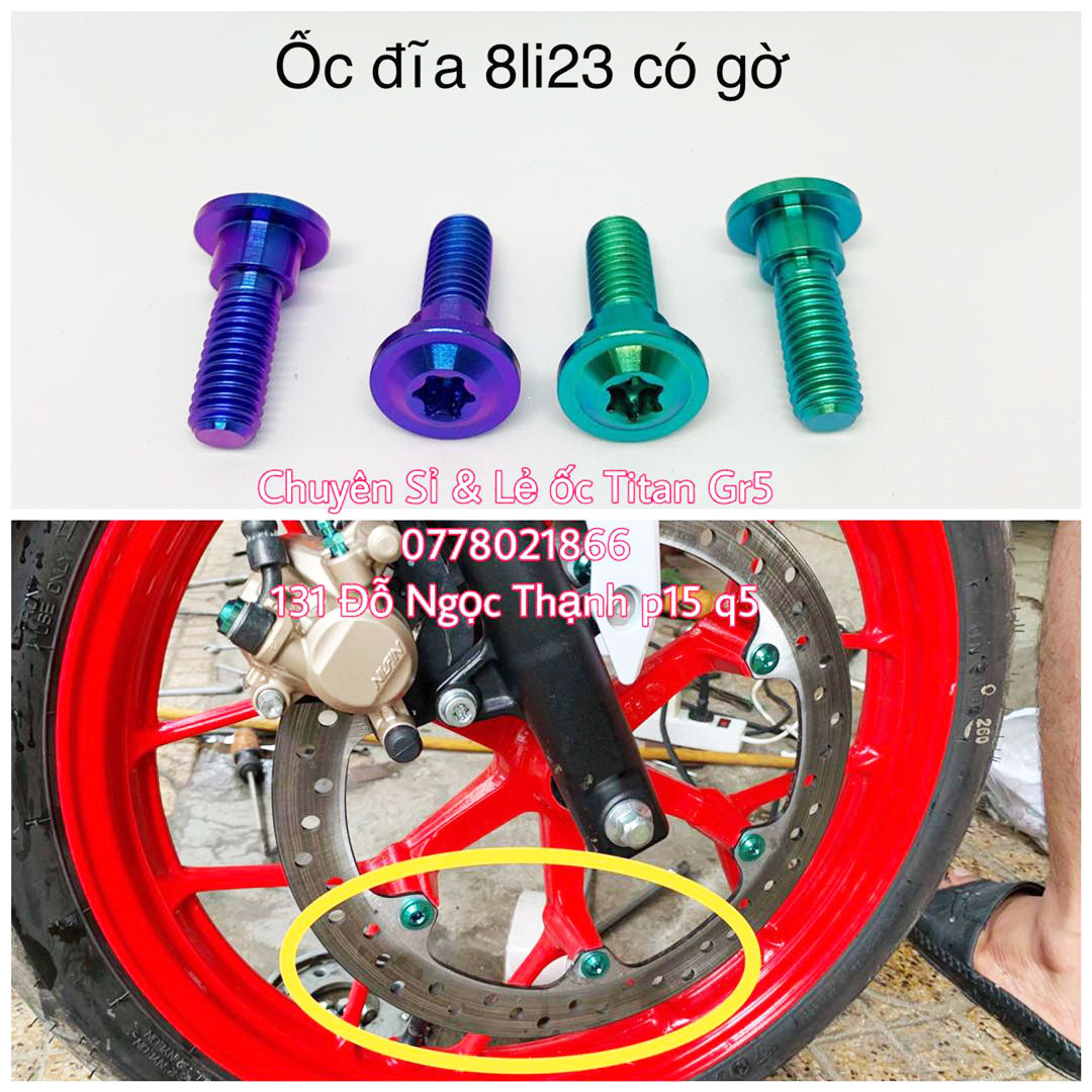(Bộ 6 con) Ốc đĩa 8li23 có gờ  ốc dĩa trước cho sonic  winner ex150  ốc đĩa Honda