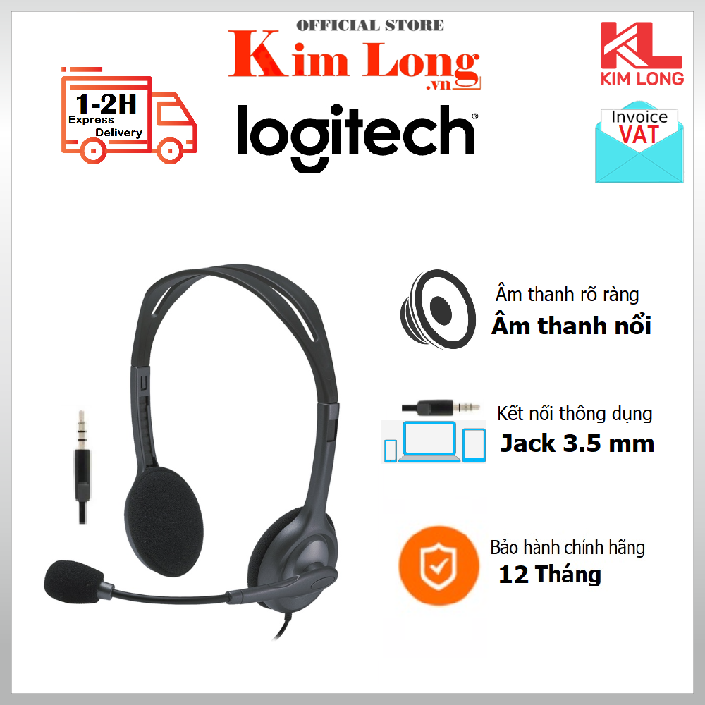Tai nghe Logitech H111 Chống ồn, âm thanh nổi - Bảo hành 12 tháng chính hãng