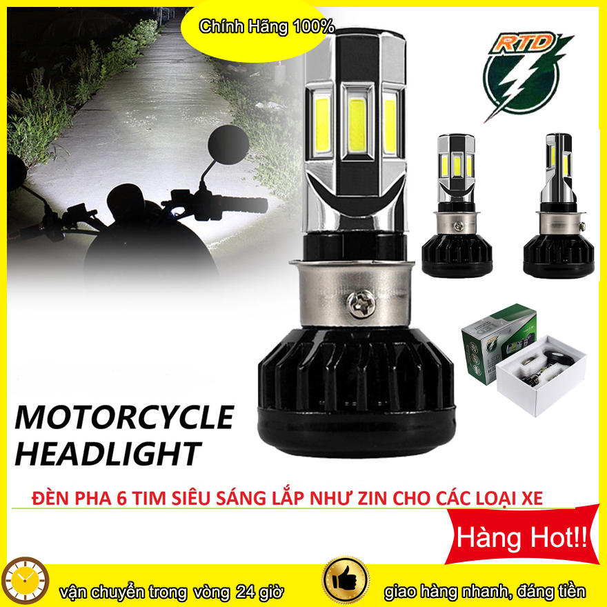 Đèn led xe máy siêu sáng đèn pha h4 M02E HS1 6 tim 35w RTD bóng đèn pha xe