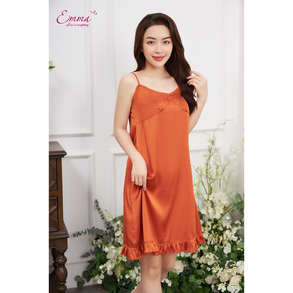 Đầm hai dây mặc nhà lụa bèo ngực emma ehvlu.21.028.08
