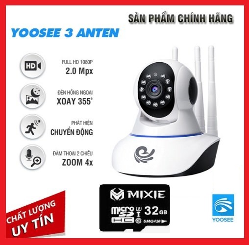 [GIÁ SỐC ]Camera Giám sát không dây YOOSEE 3 RÂU YS 1021- Tính năng đàm thoại hai chiều - Phát hiện chuyển động - Cảm biến hồng ngoại - Bắt sóng wifi cực khỏe
