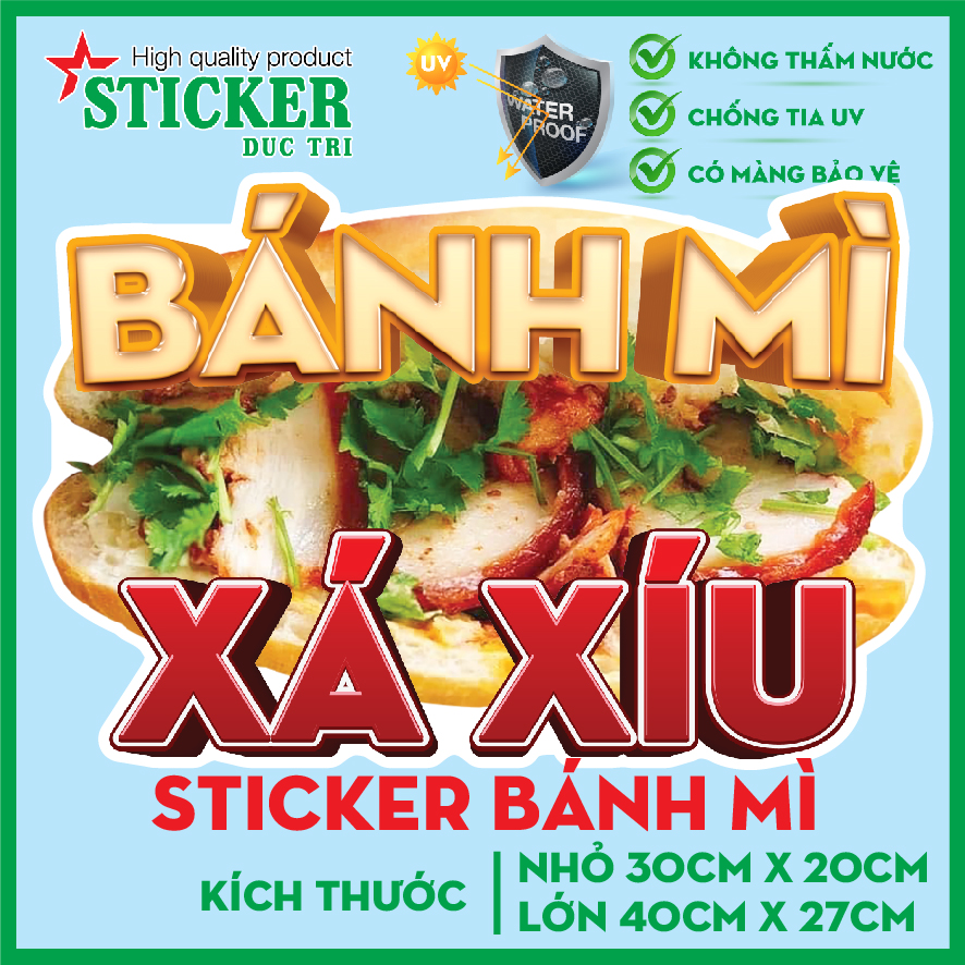🔥 decal dán bánh mì xá xíu... 🔥 dán tường, xe, cửa kính...