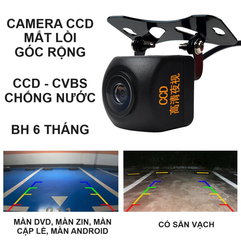 (Camera CCD góc rộng) Camera lùi ô tô CCD góc rộng 160 độ dùng cho dvd zin hoặc màn rời (có thang chia vạch)