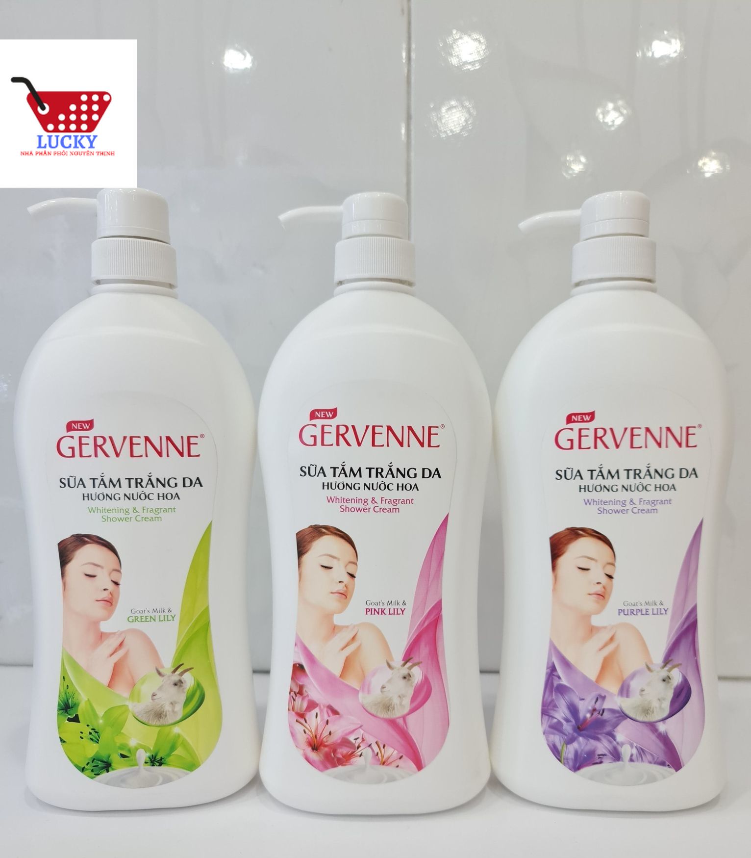 Sữa tắm trắng da Gervenne Goat's Milk & 900g Hương Nước Hoa