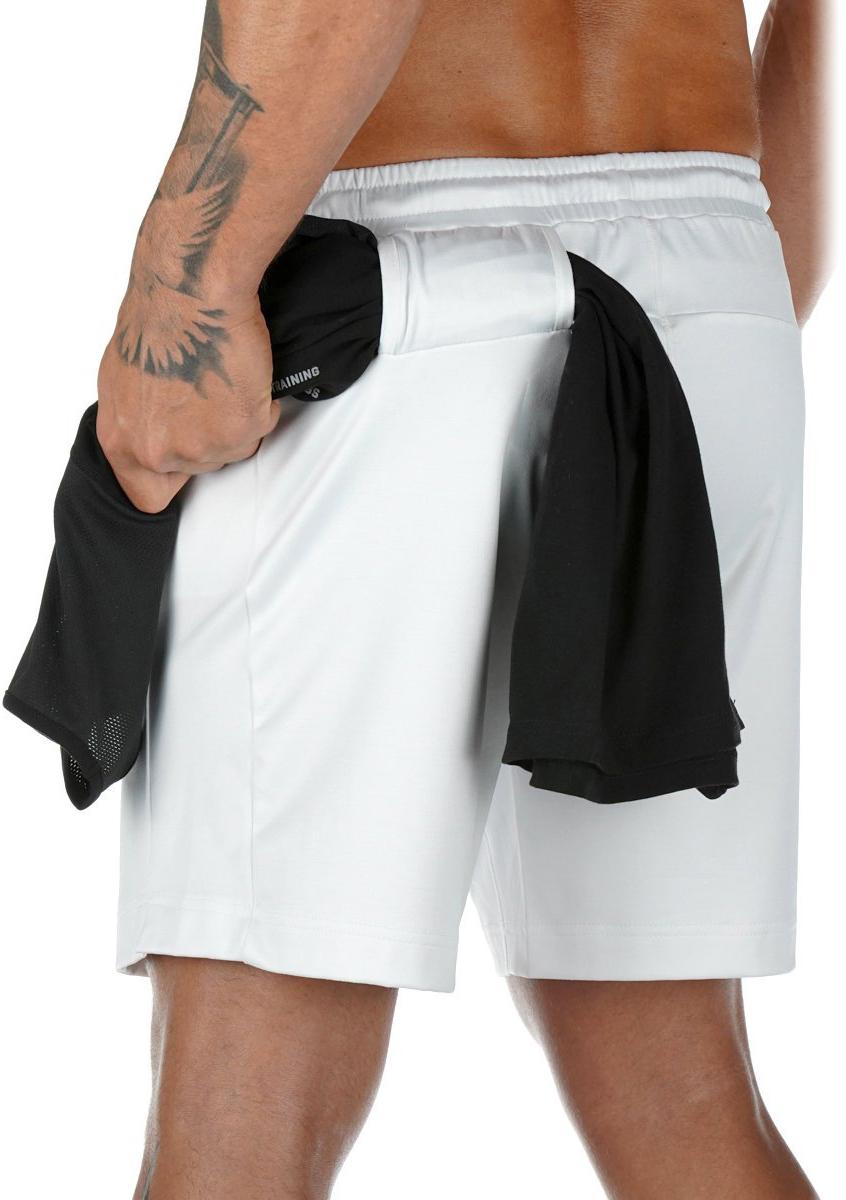 Quần short thể thao nam tập Gym đá bóng vải thun thông hơi, túi có khóa, có khe đựng điện thoại và ví nhỏ, kèm theo khe gài khăn áo