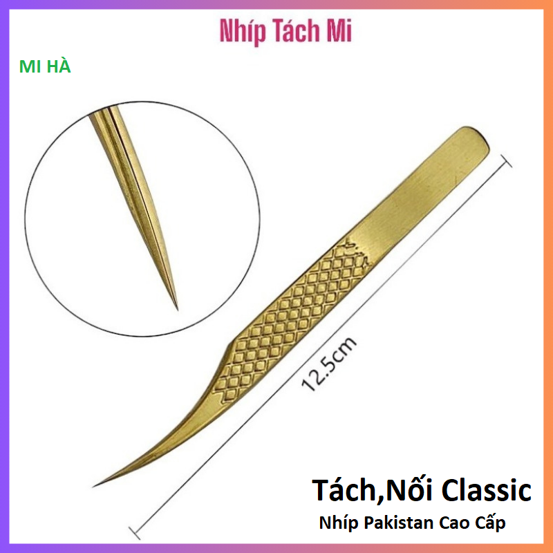 Nhíp tách gắp nối mi classic,nhíp cá heo vàng cao cấp không gỉ, dùng để tách mi, nối mi classic,nhíp nối mi pakistan_phụ liệu mi hà