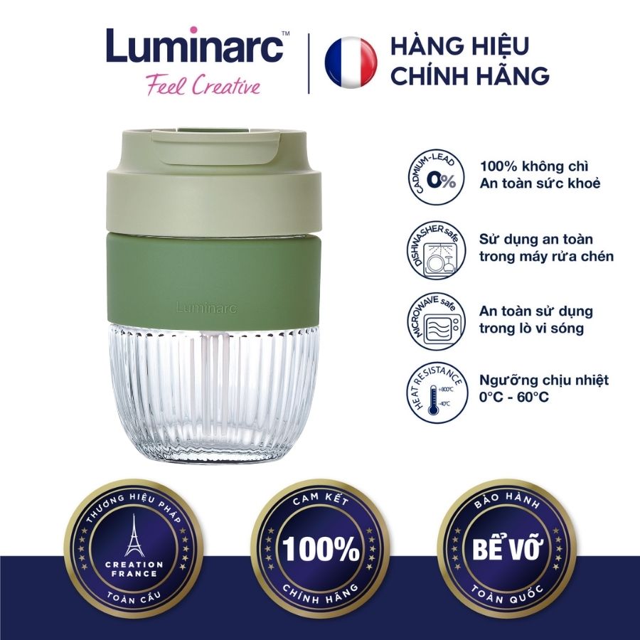 Ly thuỷ tinh có nắp luminarc green 350ml - lubiv2210