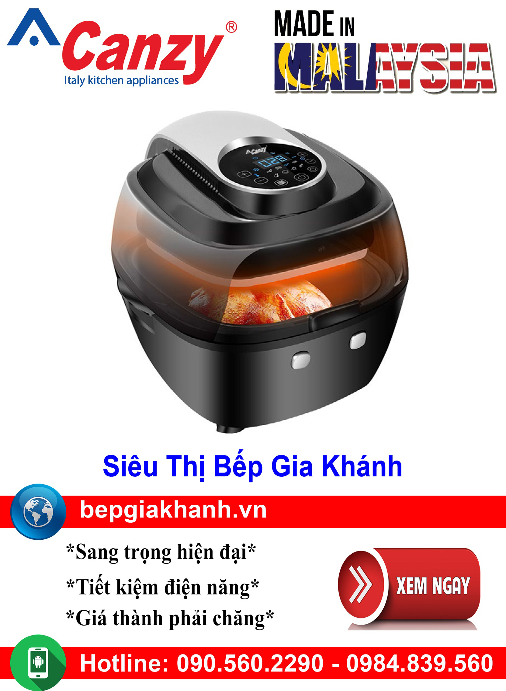 Nồi chiên không dầu Canzy CZ FR06A nhập khẩu Malaysia, nồi chiên không dầu, nồi chiên không dầu philips, nồi chiên không dầu lock anh lock, nồi chiên không dầu lock lock, nồi chiên không dầu 5 lít, nồi chiên không dầu locknlock