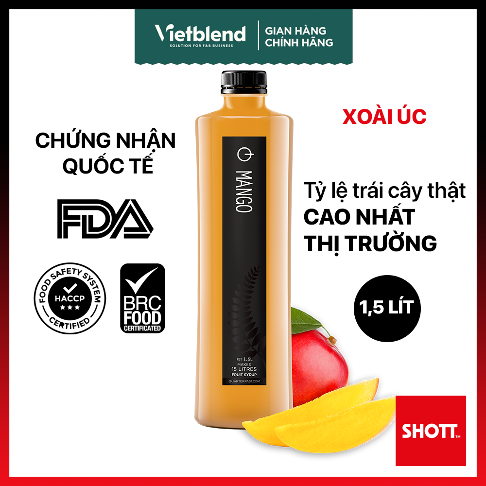 Syrup shott vị xoài chai 1.5 lít - nguyên liệu pha chế đồ uống