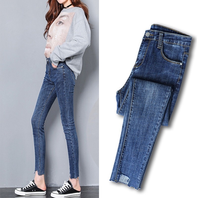 Quần Jean Nữ HÀNG CHUẨN HÌNH Thấm Hút TNN 56 XANH WASH LAI KIỂU (Có Size Đại) - 230301
