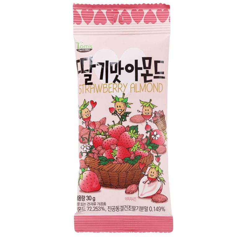 [GÓI LẺ HOT] Hạt hạnh nhân tẩm Vị Dâu Hàn Quốc Tom's farm- Gói 30g- LeVyStore - TheGioiHangNhap