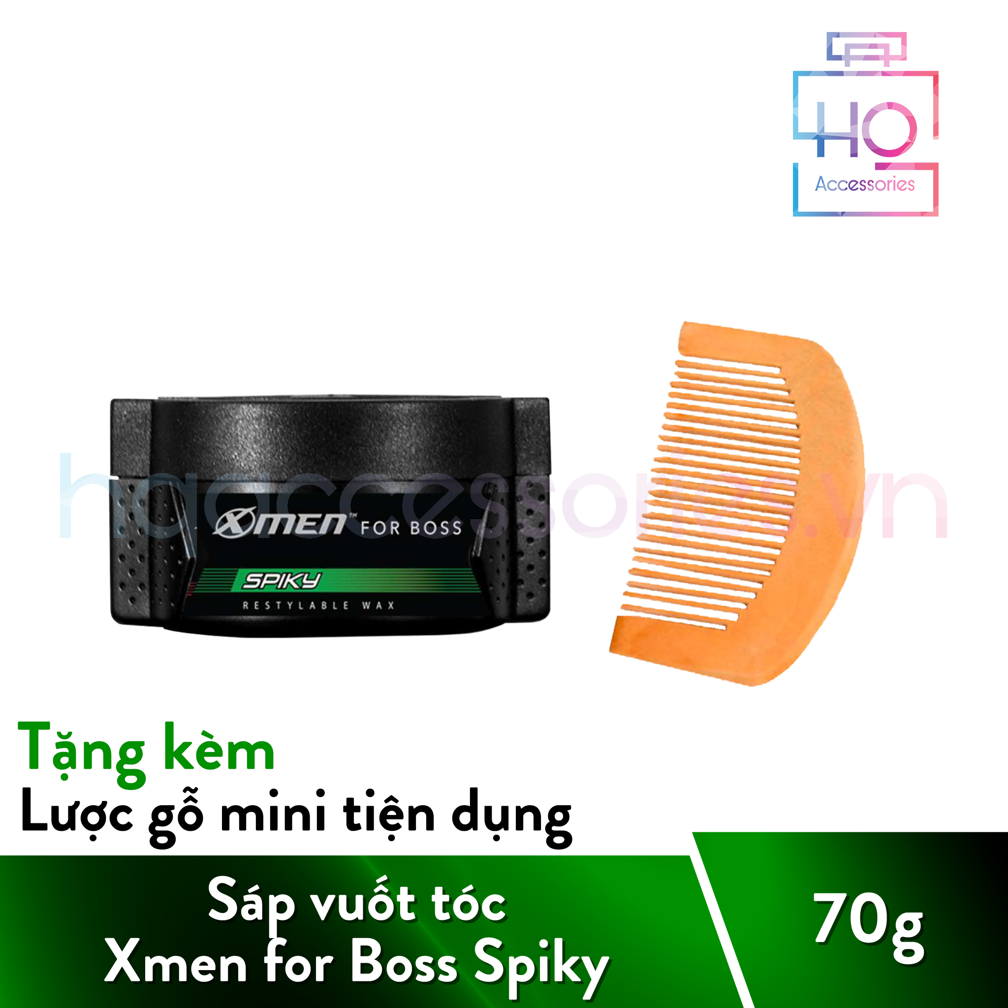Sáp vuốt tóc X-Men For Boss Wax SPIKY 70g - Vuốt dựng cá tính tặng kèm Lược gỗ mini tiện dụng