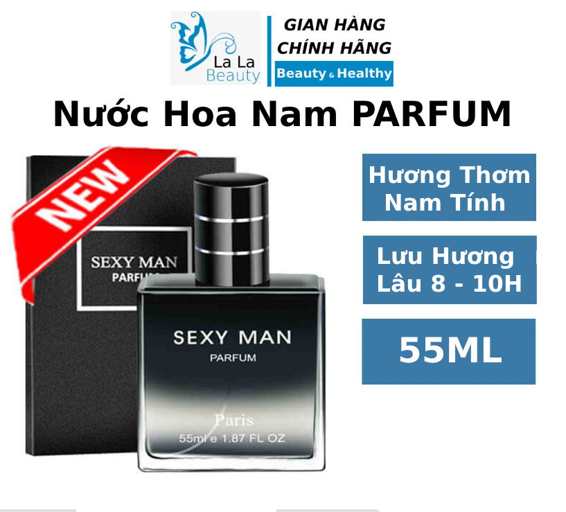 Nước hoa nam cao cấp chính hãng Sexy Man Parfum, dầu thơm lâu nam tính mạnh mẽ cuốn hút mẫu thử 55ml LaLa Cosmetic