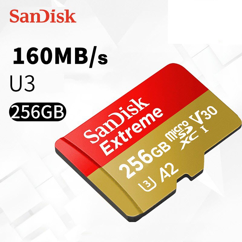 Thẻ nhớ microsdxc sandisk extreme 256gb v30 u3 4k a2 r160mb/s w90mb/s - no adapter - hàng chính hãng