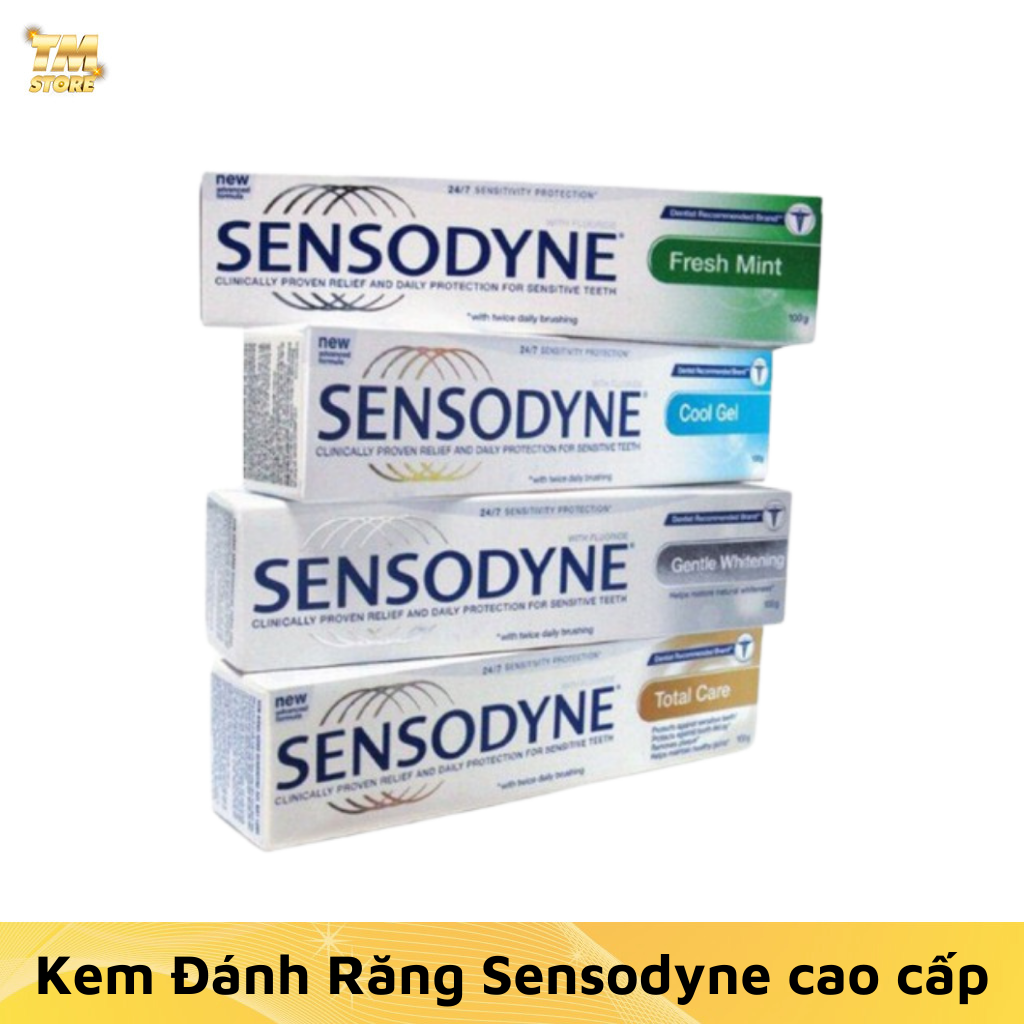 Combo 5 kem đánh răng sensodyne tặng 3 bàn chải đánh răng, kem đánh răng sensodyne giảm ê buốt chăm tốt cho răng