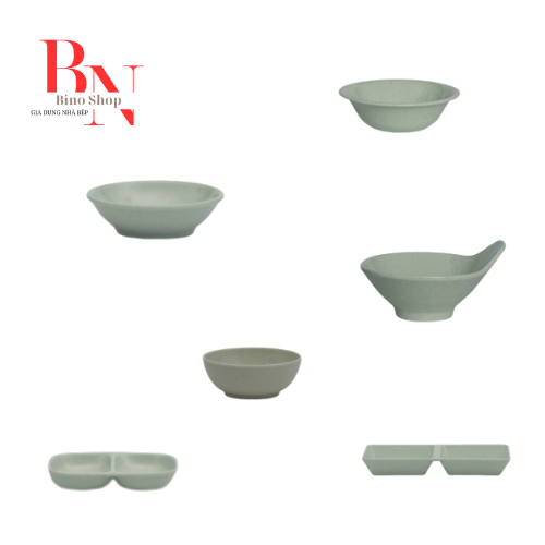 Chén Chấm Nhựa Melamine Vân Đá Cát Xanh