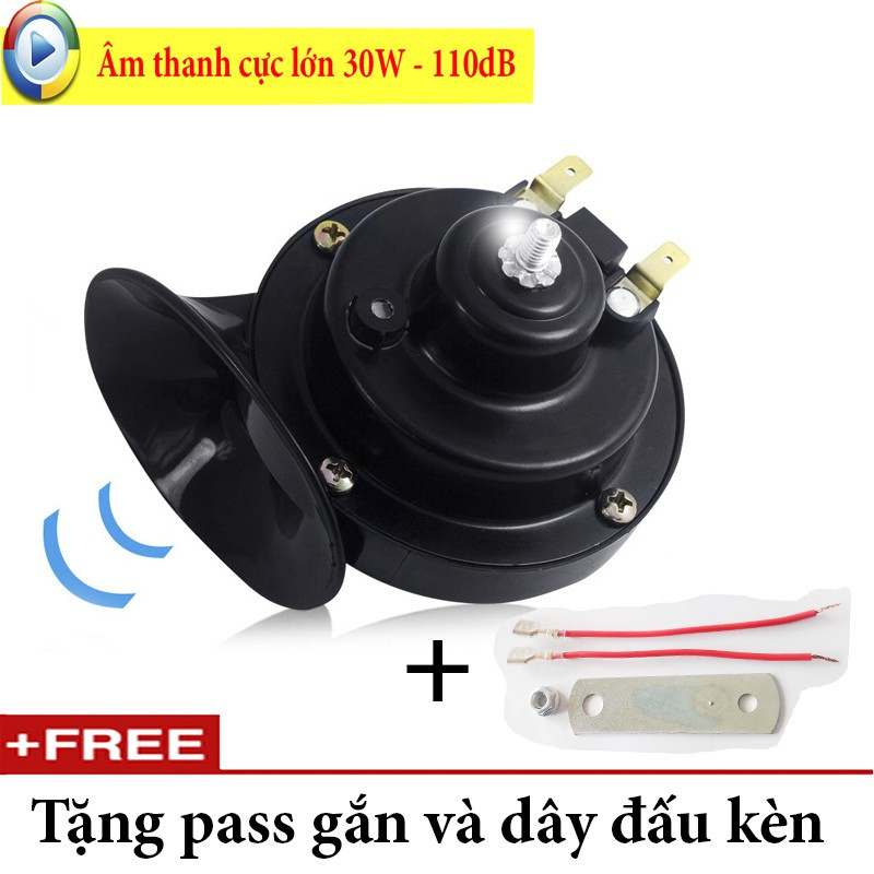 Còi ốc sên cho ô tô, xe máy cực to - nguồn 12v