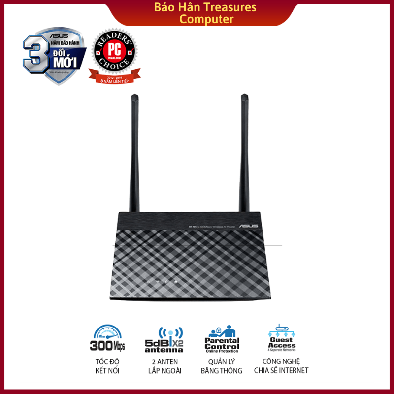 Asus rt-n12+ - bộ phát wifi chuẩn n tốc độ 300mbp mở rộng sóng - hàng chính hãng