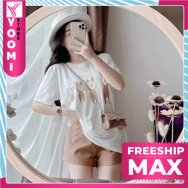 Sét bộ nữ đáng yêu quần đùi ngắn và áo thun in họa tiết dễ thương thời trang Yoomi