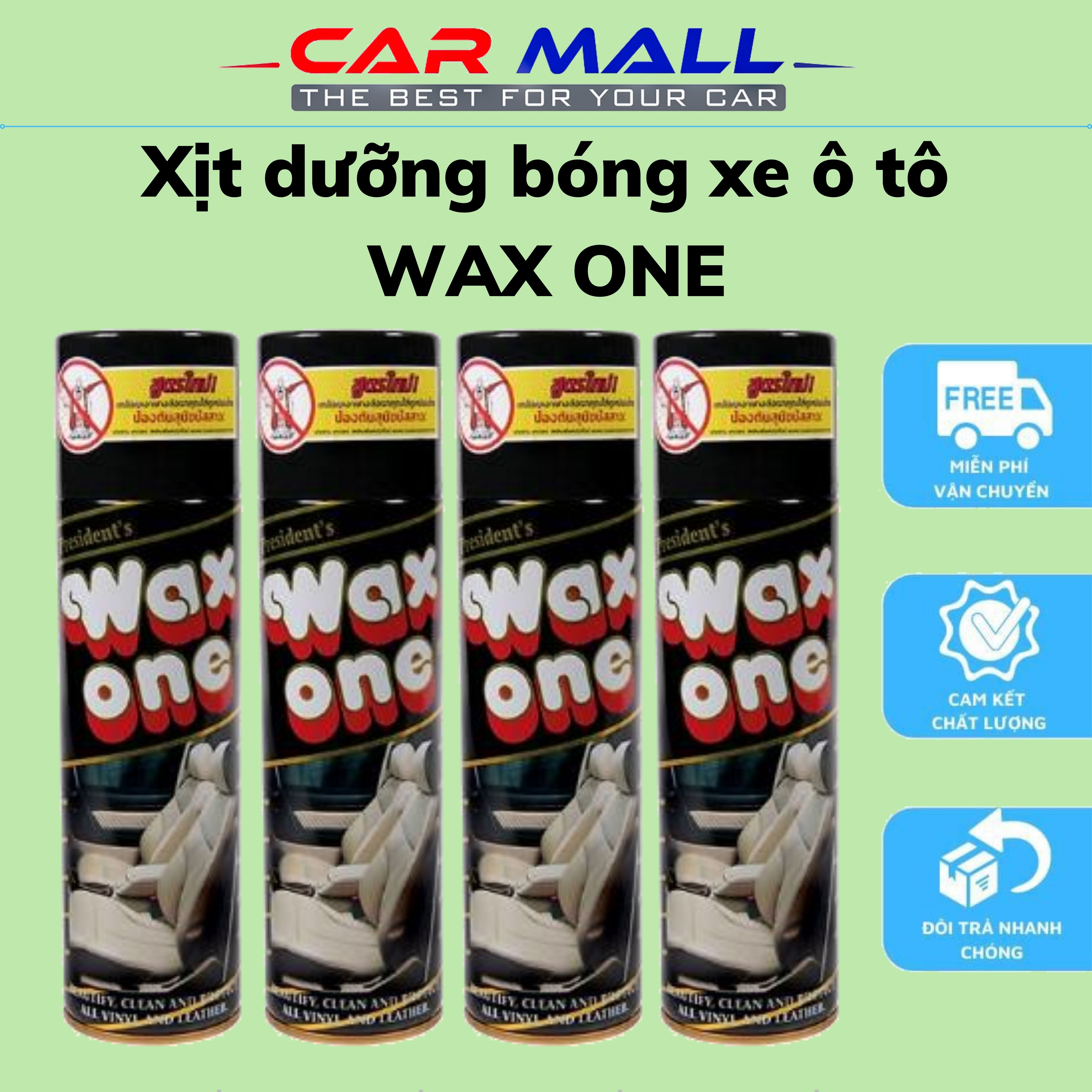 Xịt dưỡng bóng cho xe ô tô WAX ONE 450ml tạo mùi thơm tự nhiên và nội thất oto (Thái Lan)