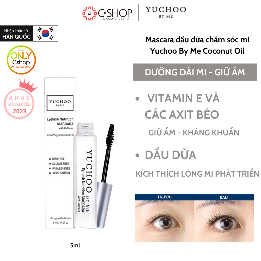 Mascara dầu dừa chăm sóc mi Yuchoo By Me Coconut Oil