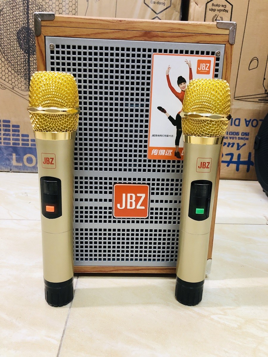 Loa kéo jbz 0603, bass 16cm lưới xám 2 micro không dây
