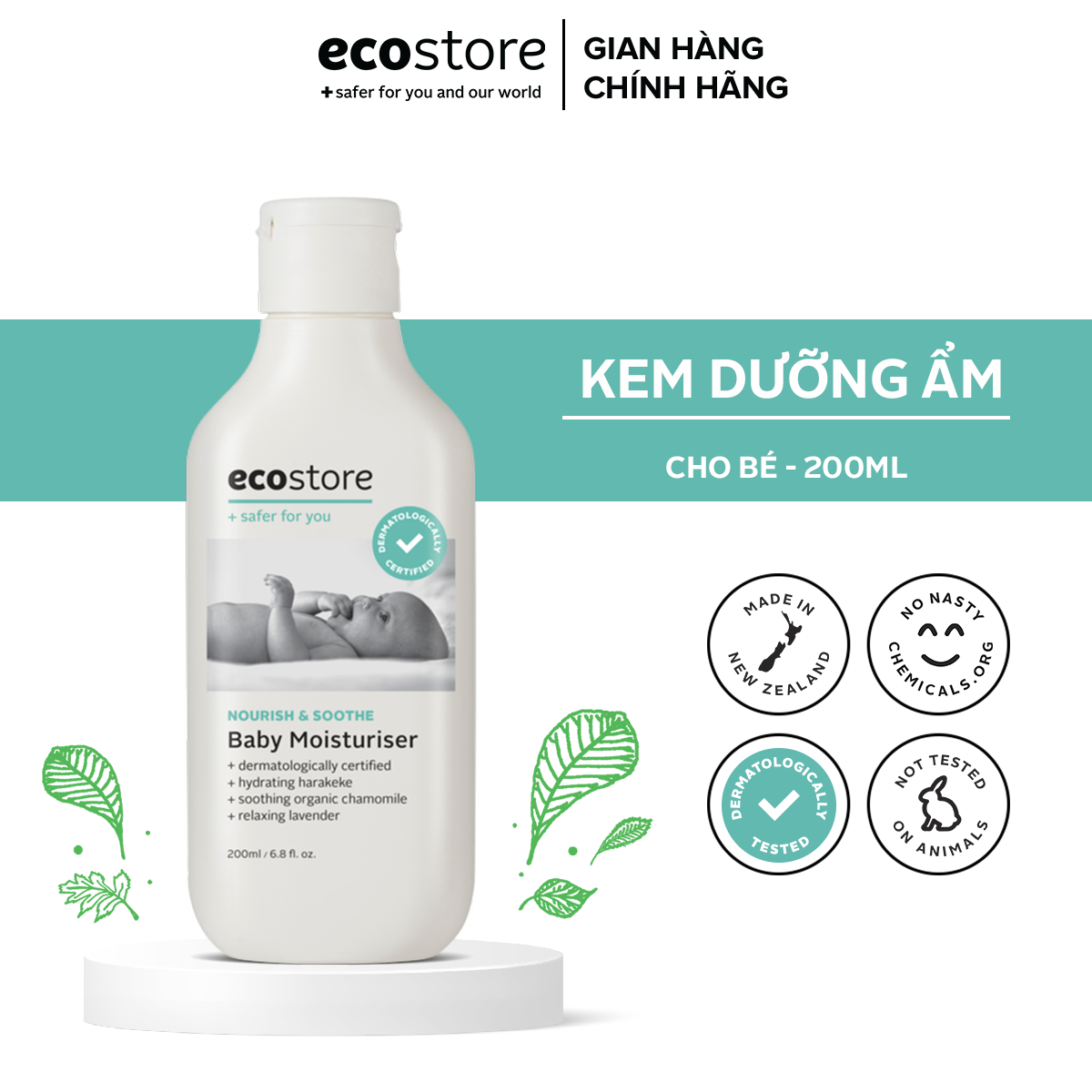 Kem dưỡng ẩm gốc thực vật ecostore 200ml dịu nhẹ cho bé - ngừa kích ứng exp..t10.2024