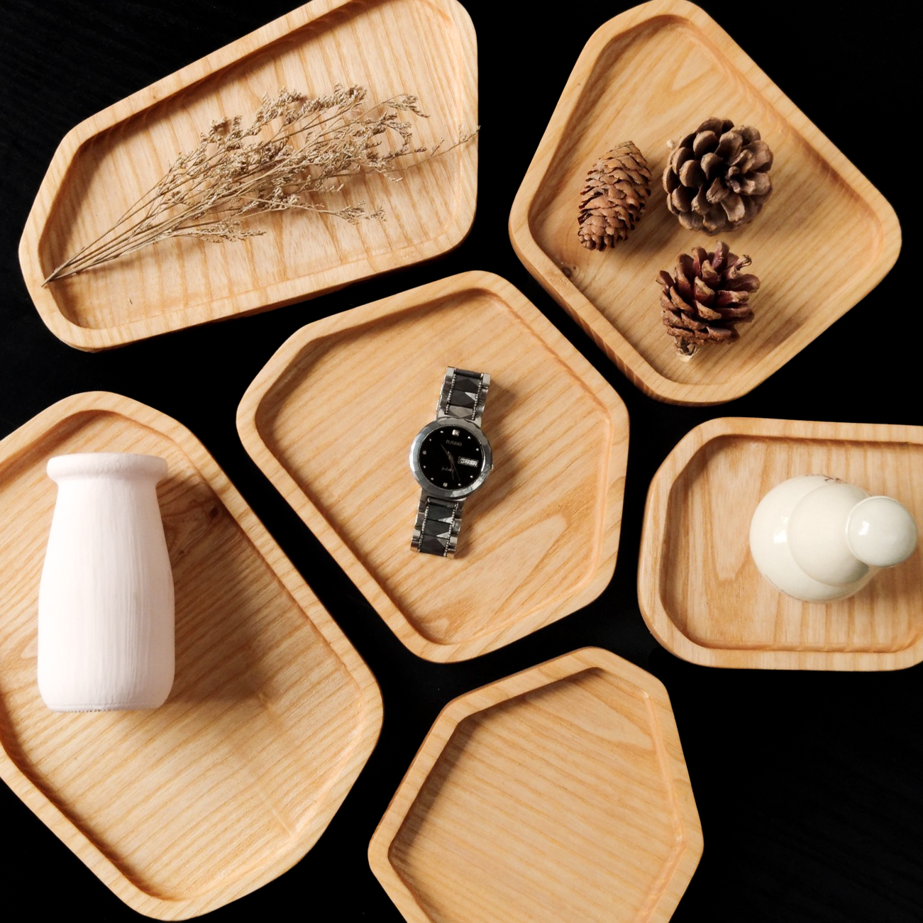 [HCM]Khay Gỗ Tần Bì Hình Đá Cuội | Khay Gỗ Ash Nguyên Khối Decor Nhiều Kích Thước