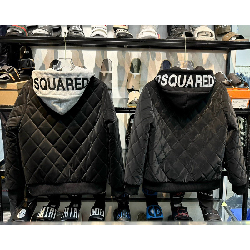 Áo Khoác Phao Nhung Nam Nữ Mặc Siêu Ấm Pha Mũ Nỉ in Chữ DSQUARED Cao Cấp Hottrend 2024