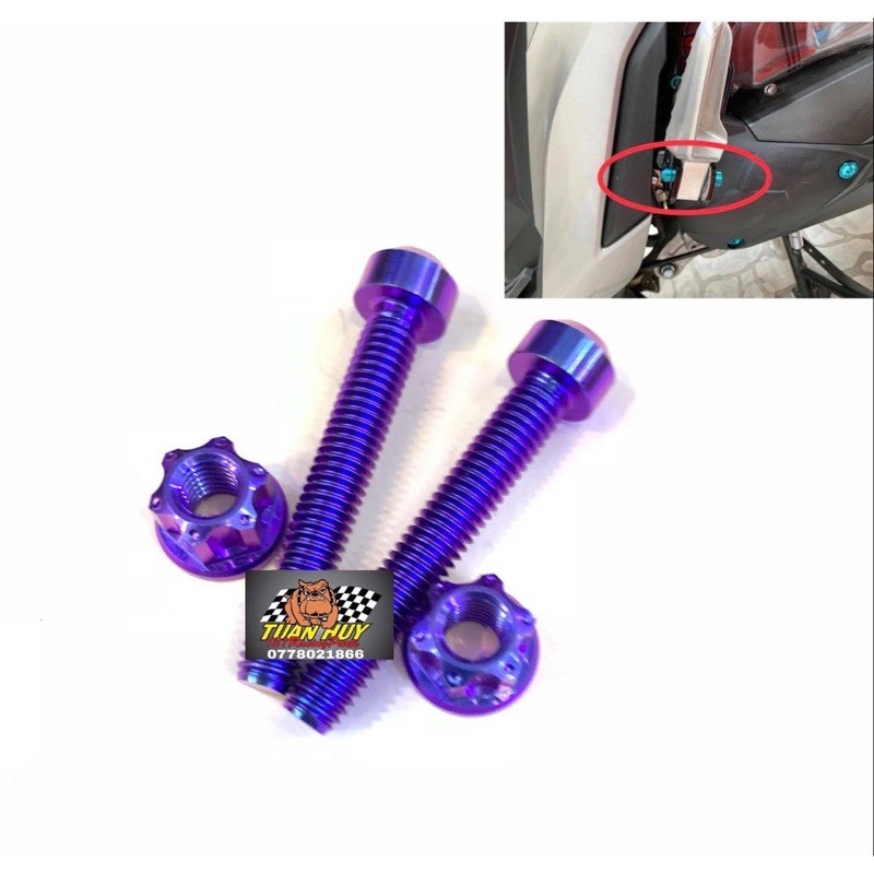 Combo 2 ốc + 2 tán titan gr5 xỏ gác chân honda yamaha vario ab vision wave winner