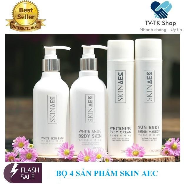 Bộ 4 Món Tắm Và Dưỡng Trắng Da Chuyên Sâu Skin AEC - Mẫu mới