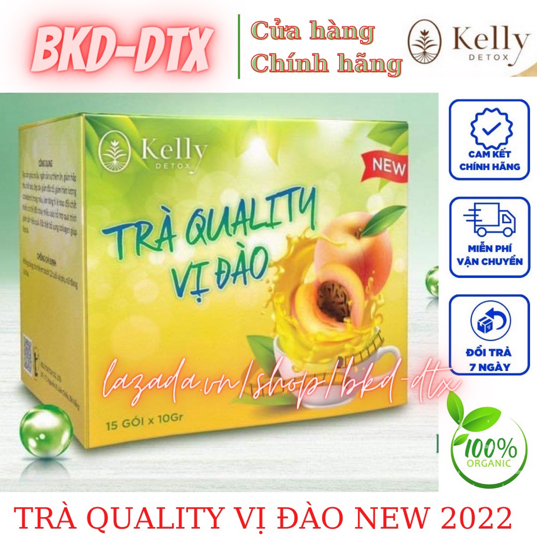 Trà giảm cân tự nhiên Quality Vị Đào Kelly Detox - mẫu mới 2022