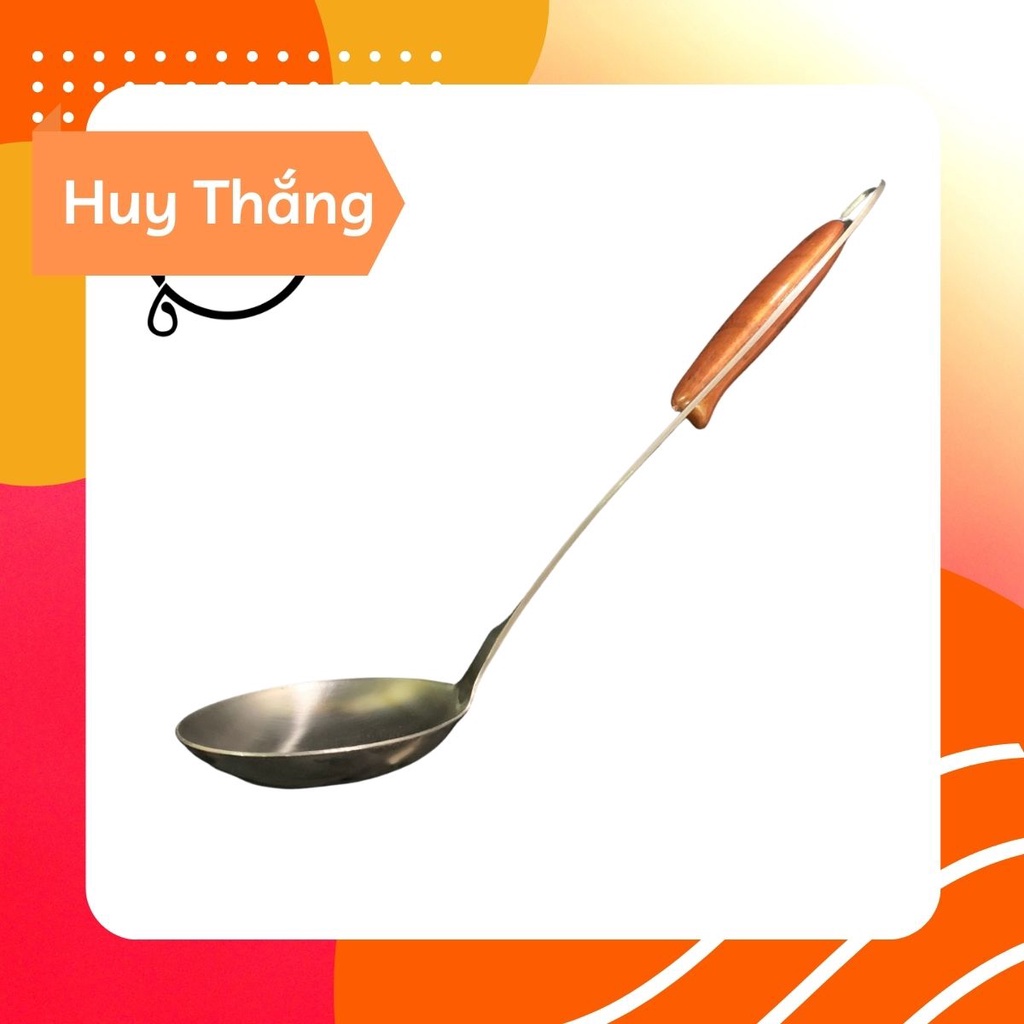 Môi, muôi, vá múc canh inox, cán giả gỗ