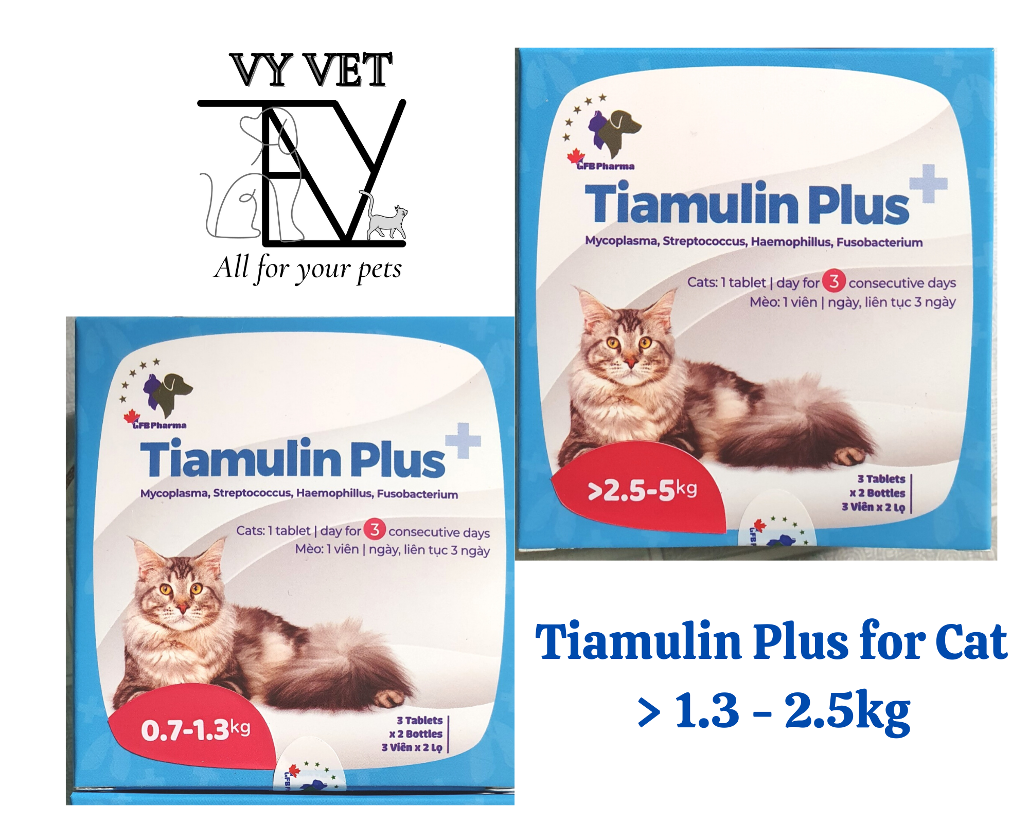 [freeship từ 2 lọ] TIAMULIN PLUS  >1.3 - 2.5kg đặc hiệu hô hấp cho mèo
