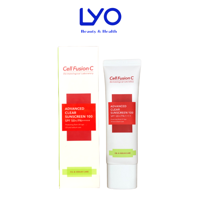 Kem Chống Nắng Dành Cho Da Dầu, Da Mụn, nhạy cảm Cell Fusion C Advanced Clear Sunscreen 100 SPF 50+/PA++++ 50ml Lyo Shop