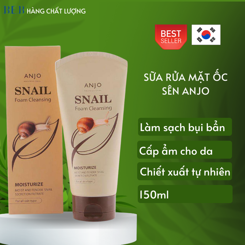 Sữa rửa mặt dưỡng ẩm làm sạch sâu từ ốc sên Anjo Hàn Quốc 150ml