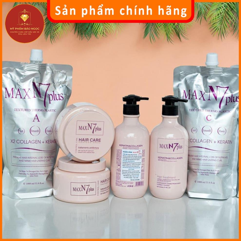 Thuốc uốn tóc xoăn nóng max n7 plus x2 collagen keratin dưỡng siêu sóng 1000ml chính hãng