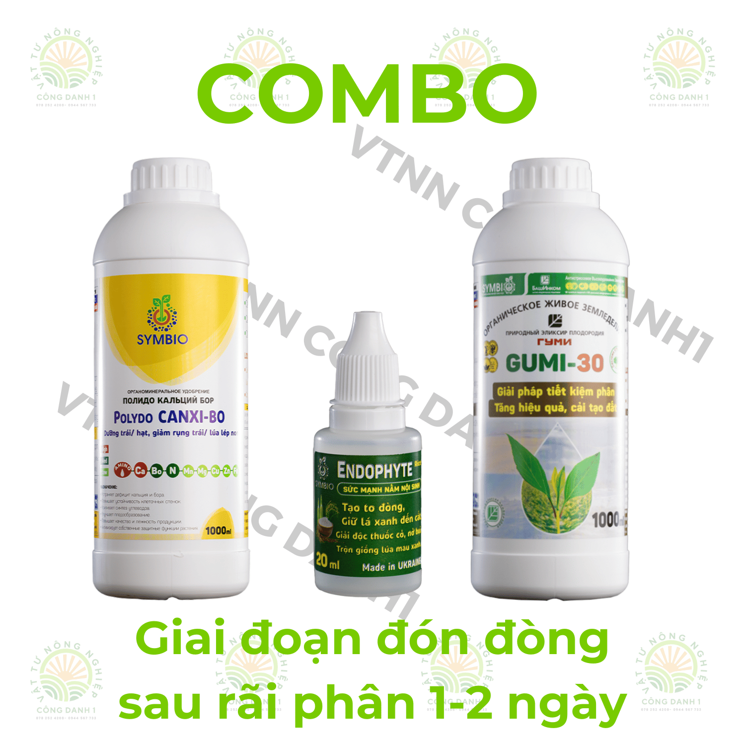Bộ chế phẩm phân bón sinh học Symbio giai đoạn đón đòng tạo nội lưc cho cây, bổ sung vi chất quan trọng tạo đòng to, nhiều hạt